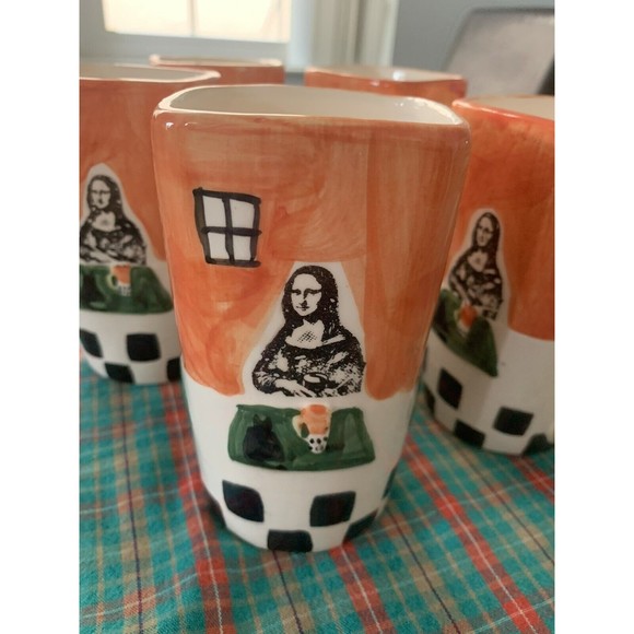 Vintage Set of 6 Frangelico Coffee MonaLisa Tea  Coffee Ceramic Mugs. - Picture 6 of 7